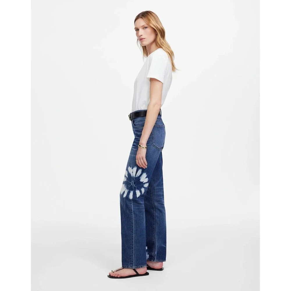Madewell The Dean Easy Straight Jeans Womens 27x31 Blue Shibori Wash NWT $168 - Picture 5 of 9